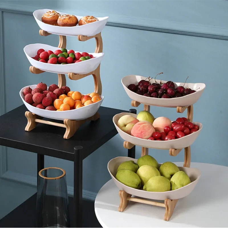 Afralia™ 2/3 Layer Table Plates Dinnerware Fruit Bowl Salad Cake Stand Plate Bowl