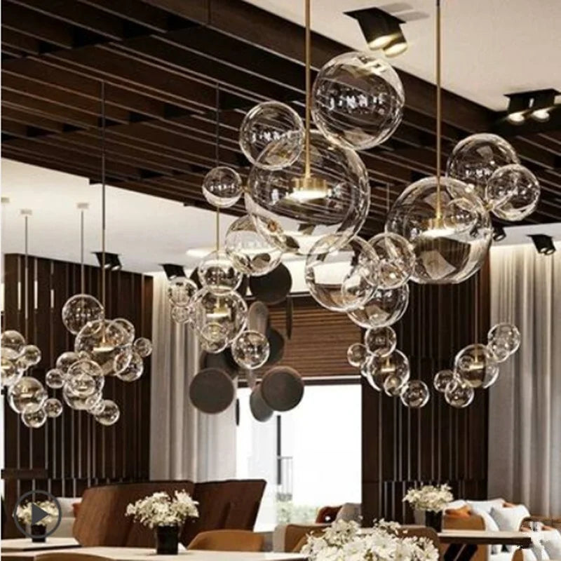Afralia™ Glass Chandelier: Nordic-Italian LED Pendant Light for Living & Dining Room