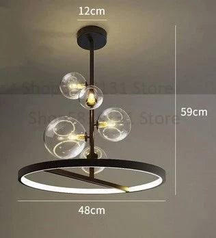 Afralia™ Glass Ball LED Chandelier: Modern Long Pendant Lighting for Living Room and Shop