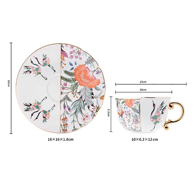 Afralia™ Blue White Porcelain Color Blocked Gilded Coffee Mug Tea Cup Afternoon Dining