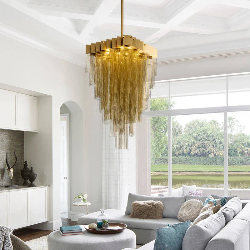 Afralia™ Tassel Long Chain Smart Chandelier for Elegant Living Spaces