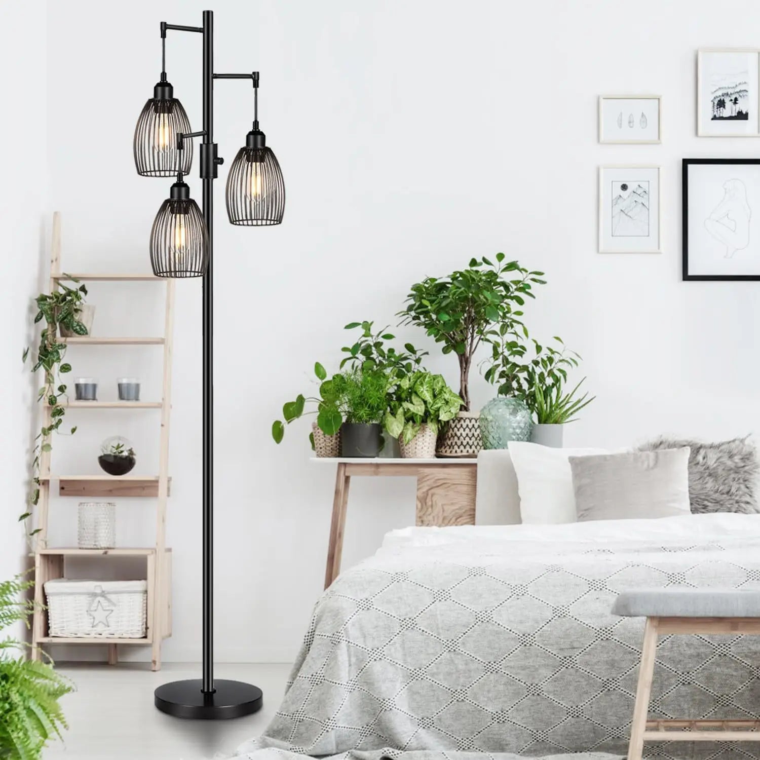 Afralia™ LED Birdcage Floor Lamp for Home Décor and Reading in Bedroom, Study, Living Room.