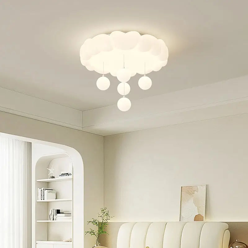 Afralia™ LED Bubble Cloud Rabbit Ceiling Light - Cream Style Warm Lighting for Children's Room