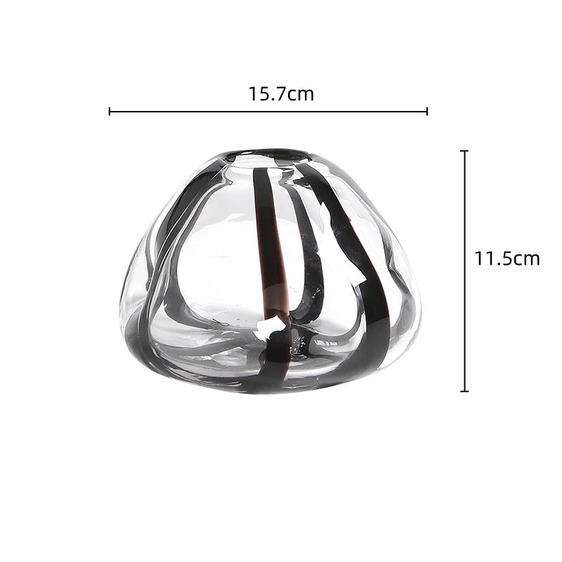 Afralia™ Striped Glass Vase for Home Decor and Floral Arrangements.