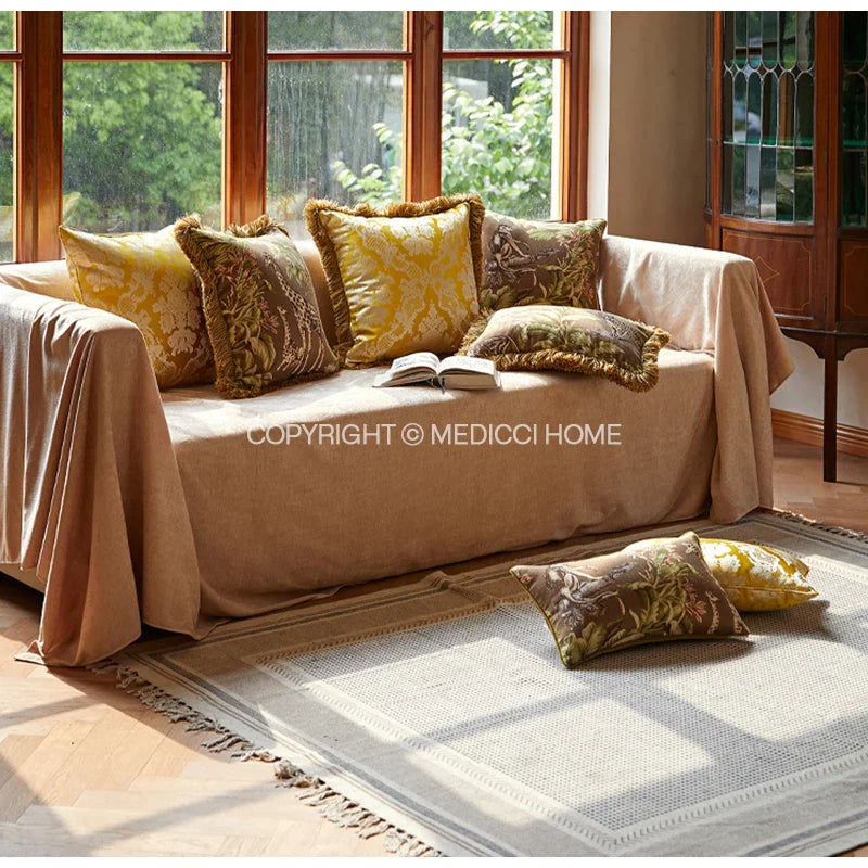 Afralia™ Luxe Silk Satin Damask Lumbar Pillow Cover 30X50 Bright Yellow