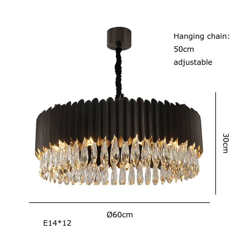 Afralia™ Crystal 2024 Ceiling Chandeliers: Modern Dimmable LED Round Lamps Black