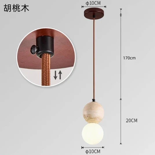 Afralia™ Travertine Stone Pendant Chandelier for Bedroom and Dining Room