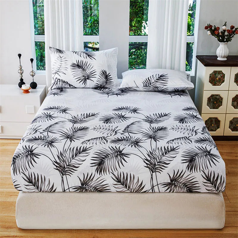 Afralia™ Pastoral Flower Print Fitted Sheet for Queen Double Mattress, Skin-Friendly Decor