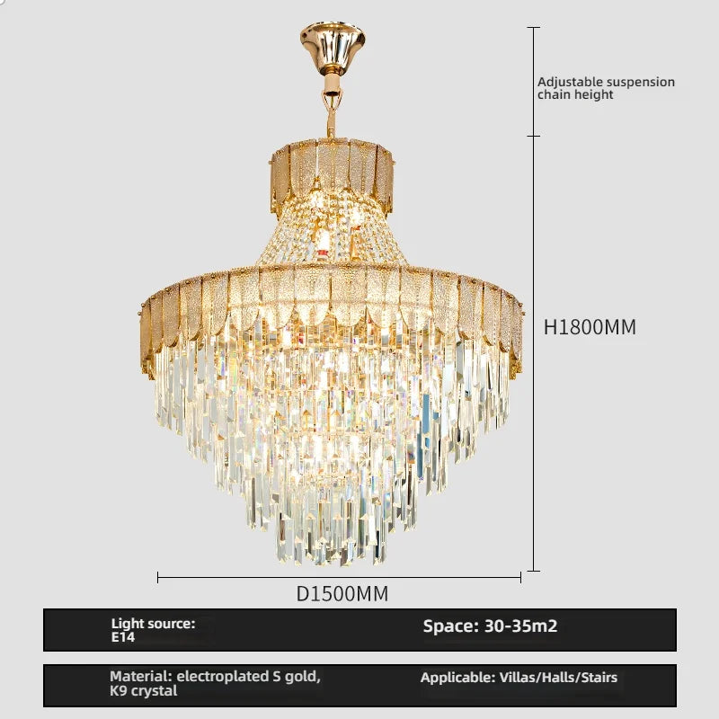 Afralia™ Crystal Chandelier: Luxurious Modern Living Room Villa Light Fixtures