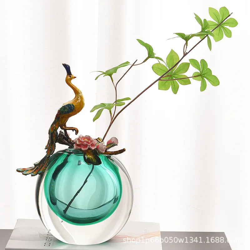 Afralia™ Ocean Heart Glass Vase: Glazed Enamel Art, High-End Decor for Living Room & Bedroom