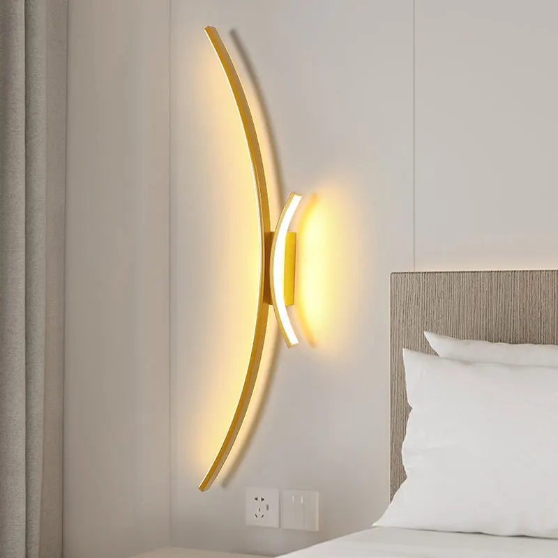 Afralia™ Curved Linear LED Wall Lamp for Modern Lighting in Various Spaces