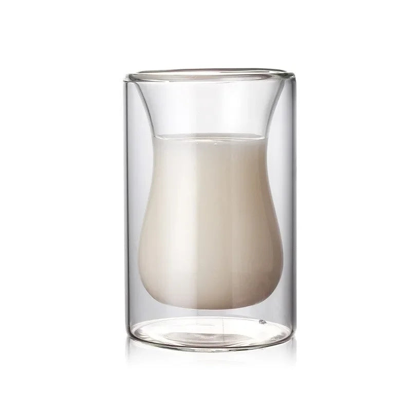 Afralia™ Double Bottom Glass Mug for Wine, Whiskey, Coffee, Tea, Juice, Water - Wholesale