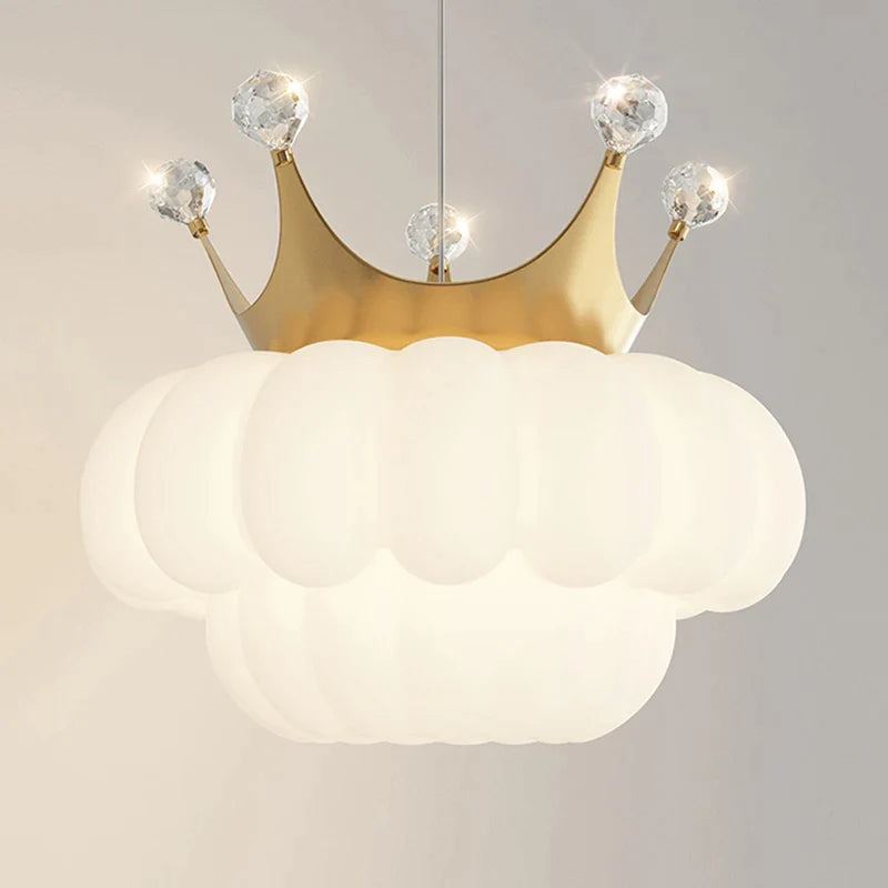 Afralia™ Gold Crown Pendant Light: Luxe Cloud Hanging Lamp for Children's Bedroom and Living Room