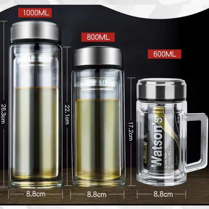 Afralia™ Glass Water Cup with Tea Filter, Various Capacities - Office & Kitchen Essential