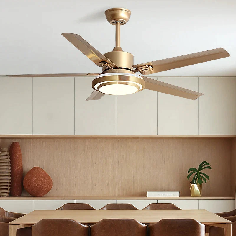 Afralia™ 52" Stainless Steel Blade Ceiling Fan with LED Light and Remote Control