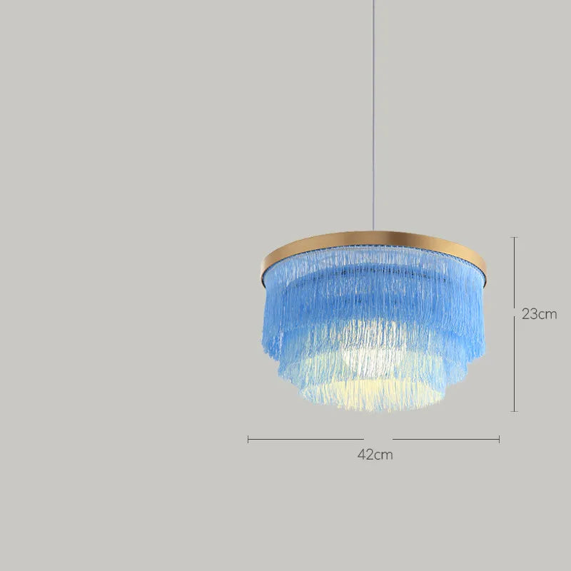 Afralia™ Round Fringe Chandelier for Dining, Bar, Kitchen - Creative Boho Pendant Lamp