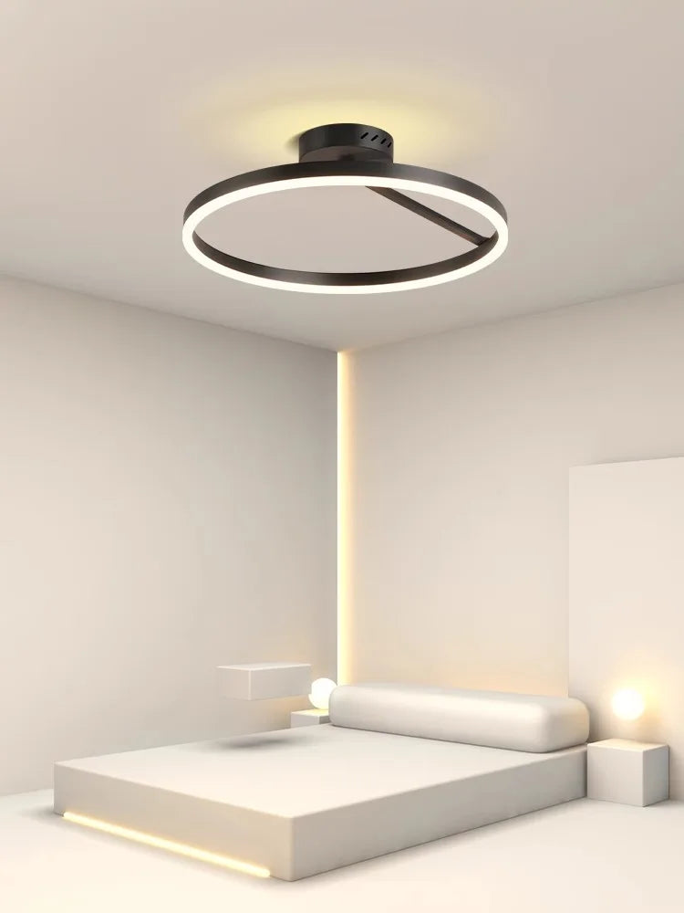 Afralia™ Nordic Minimalism LED Ceiling Chandelier in White/Black Aluminum