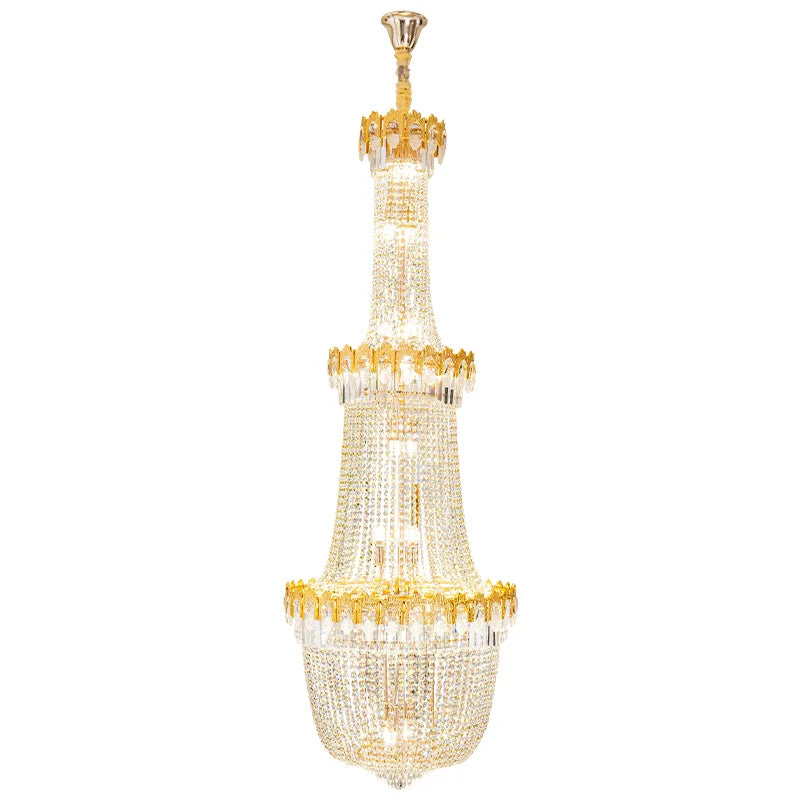Afralia™ Crystal Chandelier: Luxury Duplex Hotel Living Room Stairwell Design