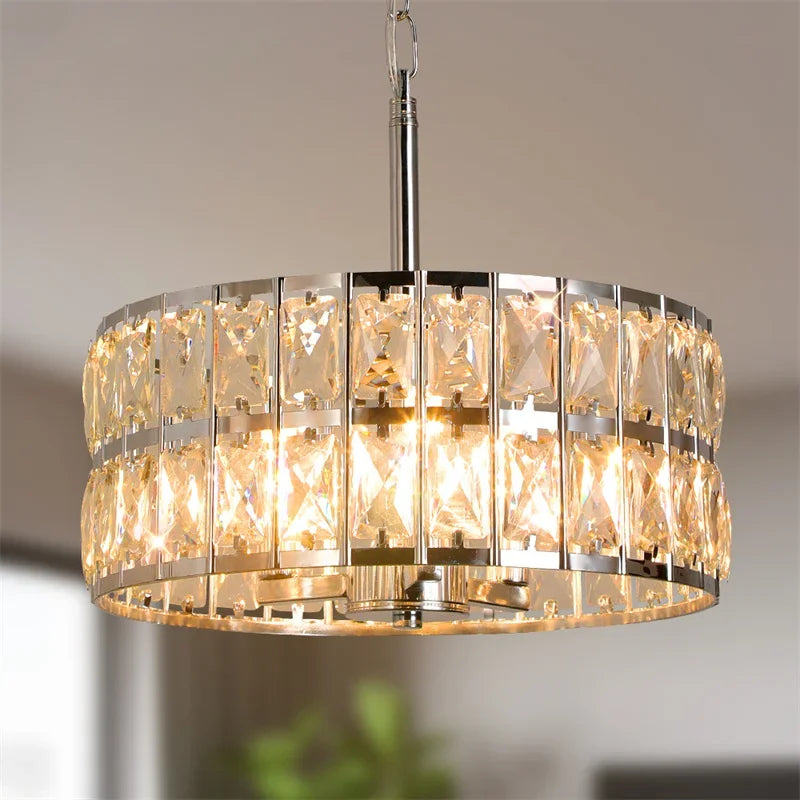 Afralia™ Modern LED Crystal Chandelier Adjustable Pendant Light for Kitchen Island Dining Room