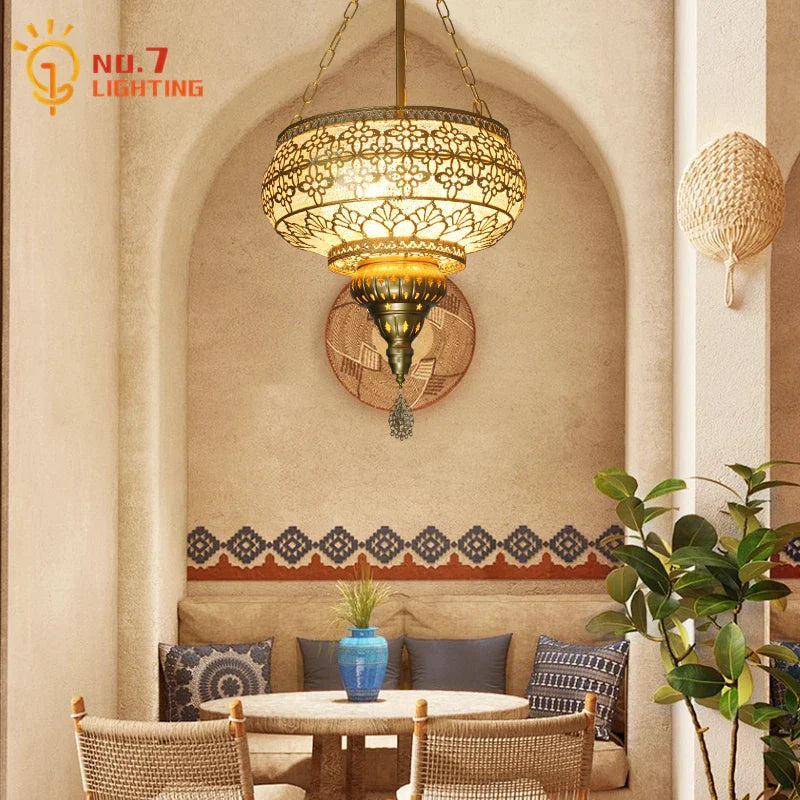 Afralia™ Gold Lustre Iron Art Pendant Lights LED E27, Exotic Design for Home, Restaurant, Bar