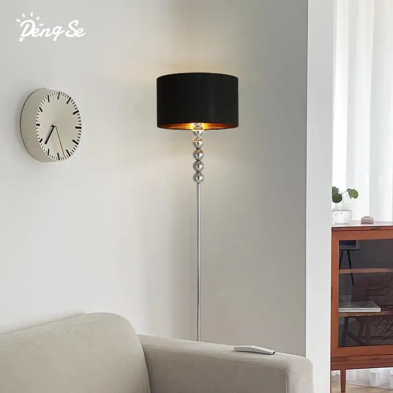 Afralia™ Retro Chrome Fabric Floor Lamp for Living Room Bedroom, Bauhaus Design LED Floor Light