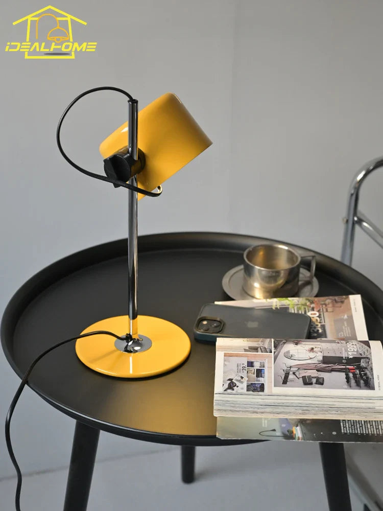 Afralia™ Mini Coupe LED Desk Lamp Iron Art Adjustable Lifting Black/White/Red/Yellow