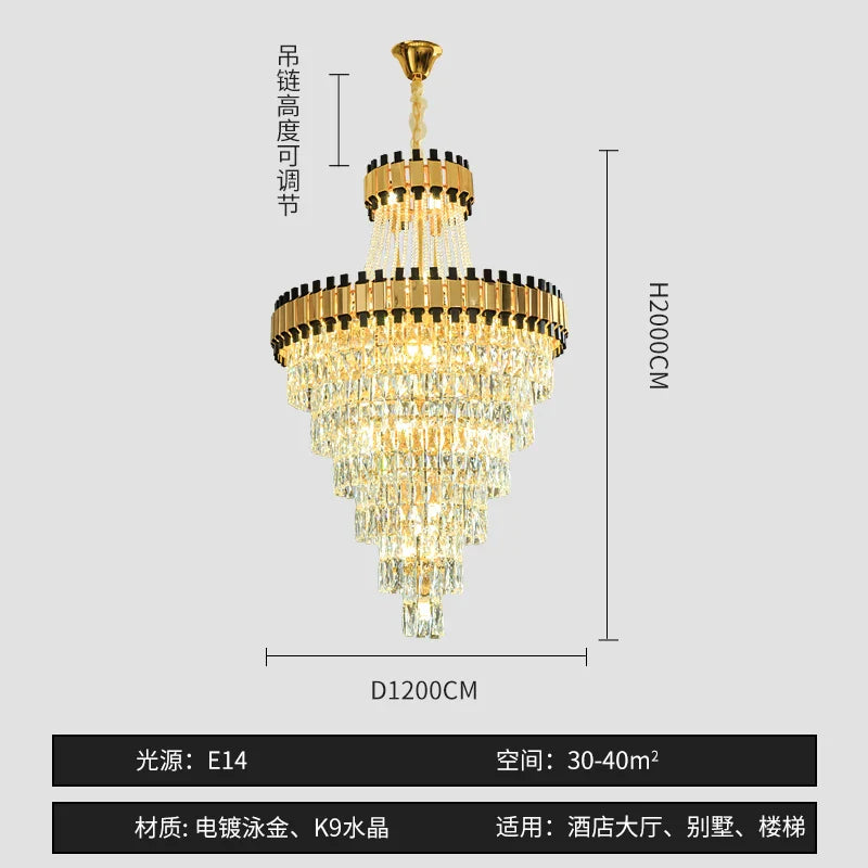 Afralia™ Crystal Chandelier for Duplex Villa Hotel Club Banquet Hall Engineering Lighting