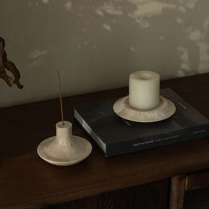 Afralia™ Travertine Marble Incense Holder Stick Burner