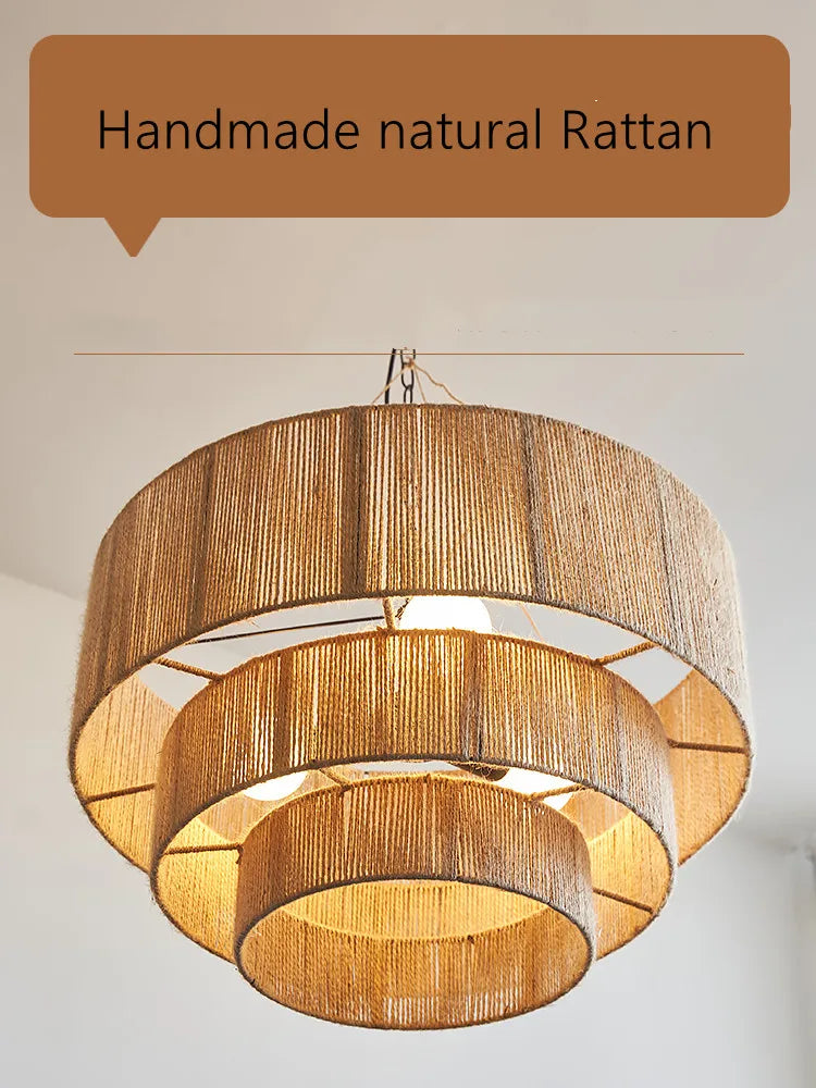 Afralia™ Bohemian Rattan Chandelier: Retro Country Style Pendant Lamps