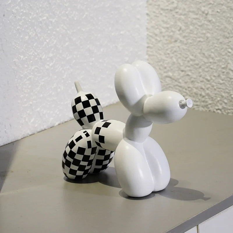 Afralia™ Plaid Balloon Dog Ornament: Modern Art for Home Office Decor & Gifting