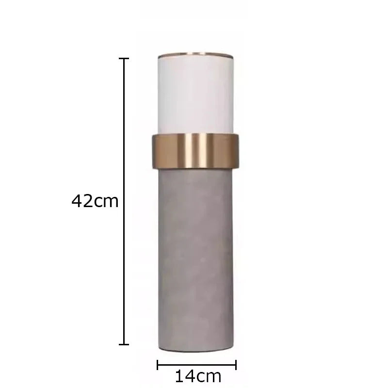 Afralia™ Gold Cylinder Vase Leather Desk Decor Artificial Flower Arrangement