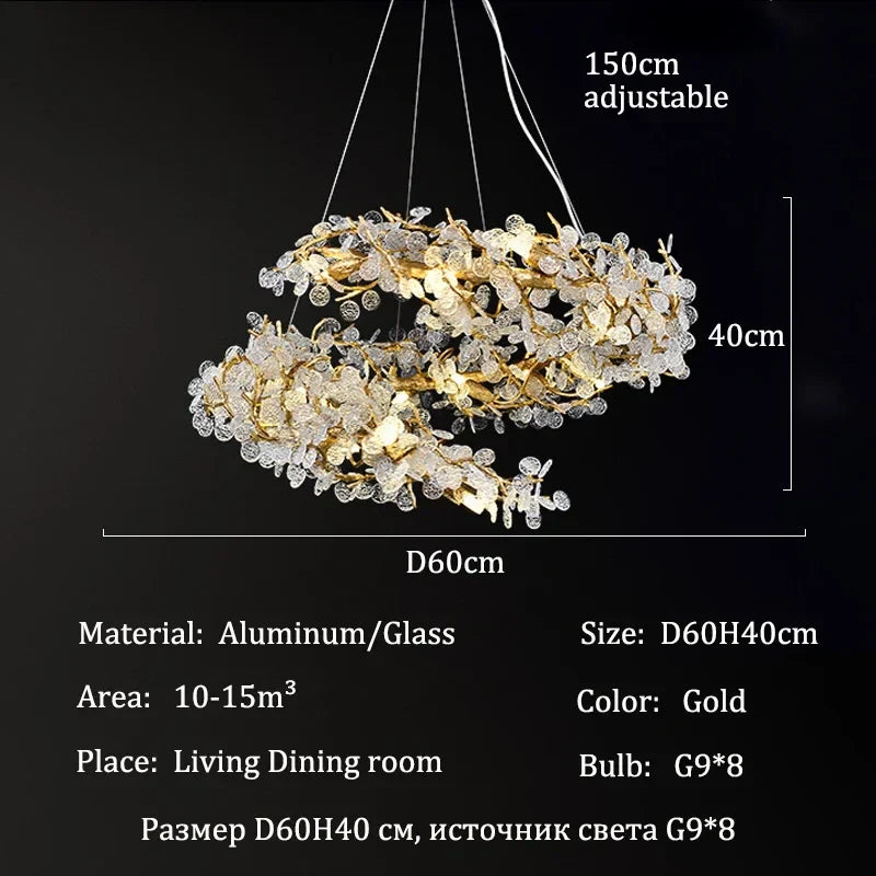 Afralia™ Luxury Gold Chandeliers: Home Villa Living Room Lighting Fixtures