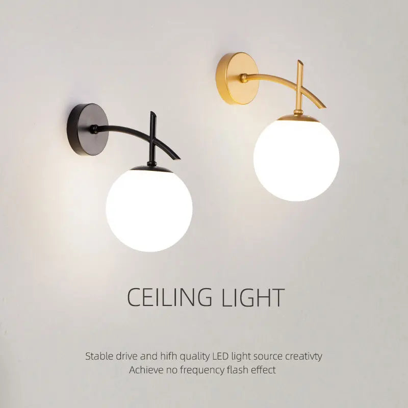 Afralia™ Modern Glass Wall Lamp - Sleek Black Gold Sconce