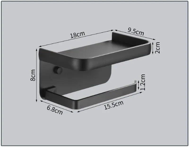 Afralia™ Aluminum Black Tissue Holder with Phone Shelf - Toilet Paper Rack