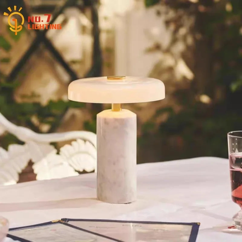 Afralia™ Marble LED Desk Lamp Touch Switch Bedroom Living Room Study Bedside.