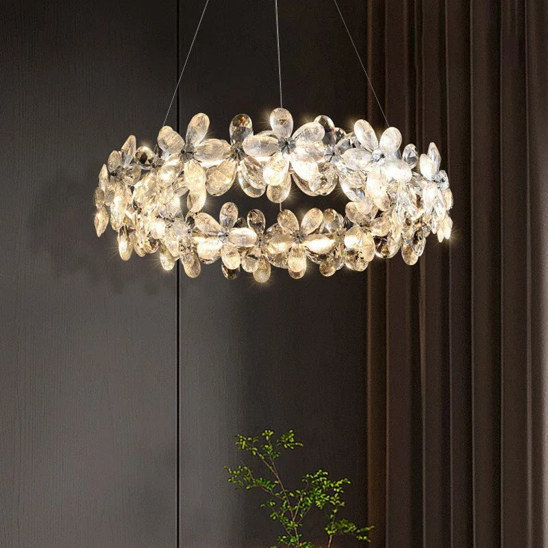 Afralia™ Chrome Petal Crystal Chandeliers: Luxury LED Ceiling Pendant Lights for Home Decor