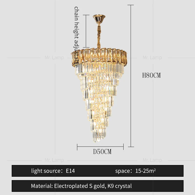 Afralia™ Amber Crystal Chandelier for Living Room in French Light Luxury Style