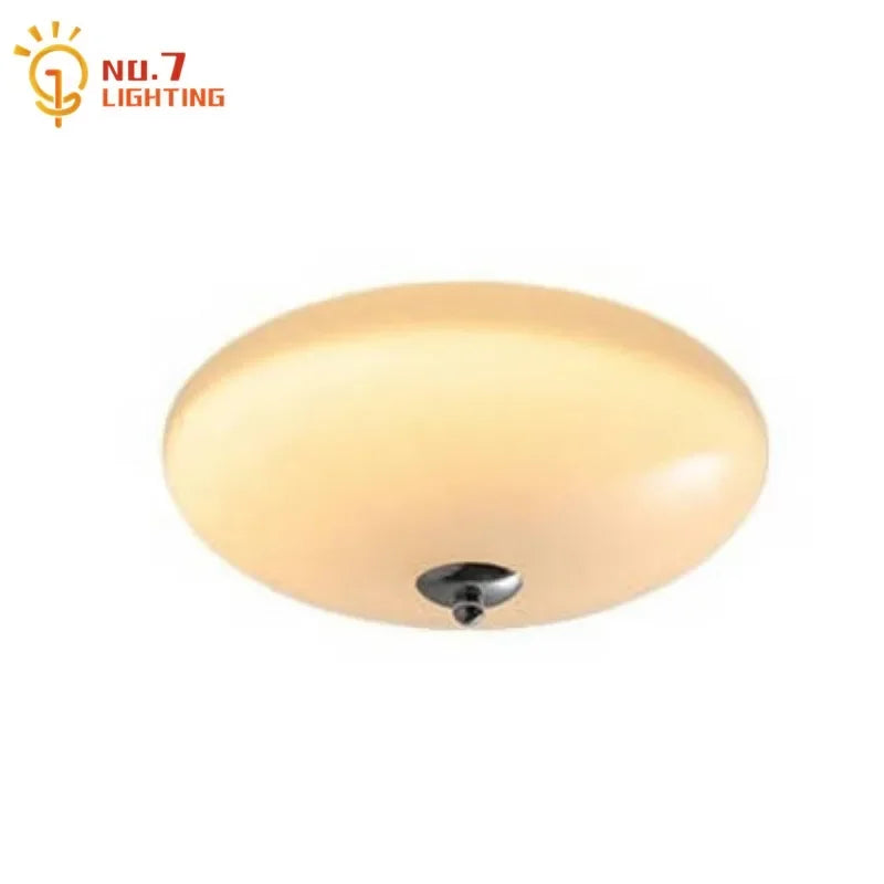 Afralia™ Cream Glass Round Ceiling Lights | Modern LED Indoor Lighting | Bedroom Study Balcony Lighting