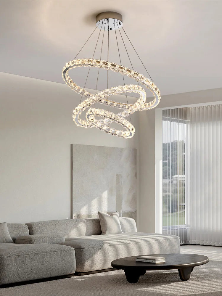 Afralia™ Crystal Chandelier: Modern Net Red Circle Light for Living Room, Bedroom, Restaurant