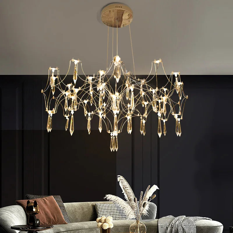 Afralia™ Starry Crystal Chandelier: Modern Luxury LED Firefly Ceiling Chandelier for Villa Living Room