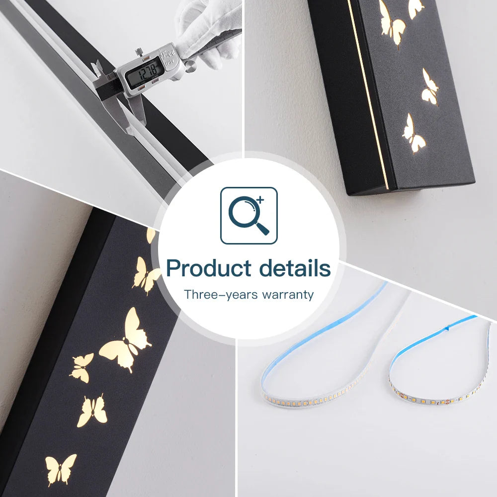 Afralia™ Butterfly Pattern LED Outdoor Wall Sconce Black, Garage Yard Decor Lighting