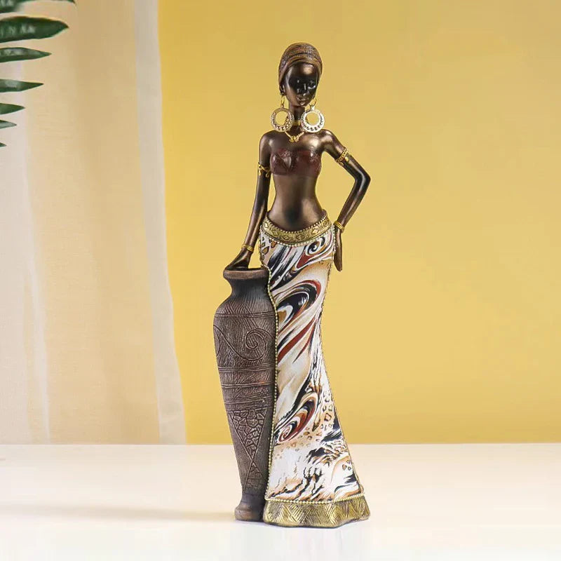 Afralia™ Resin African Style Women Sculpture Collection for Interior Decor