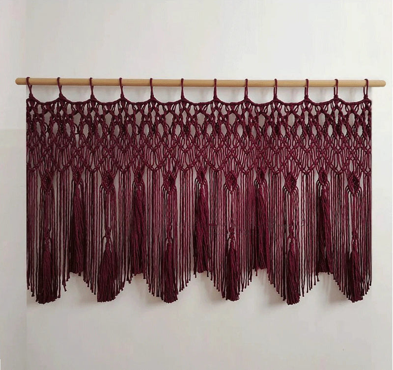 Afralia™ Handwoven Macrame Window Curtain Tapestry with Tassels