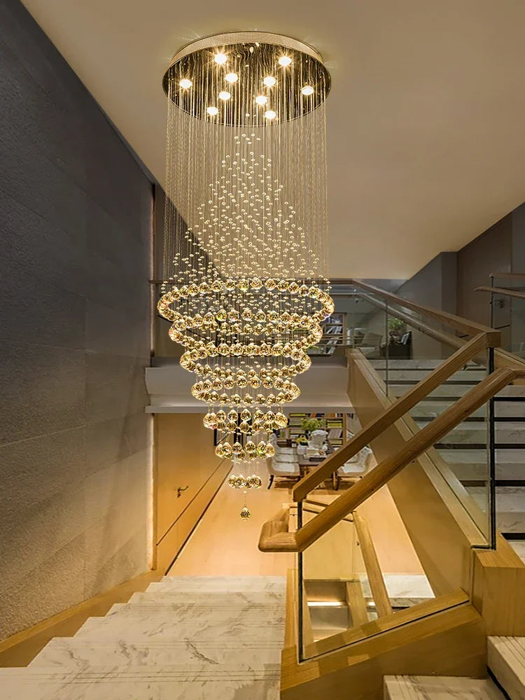 Afralia™ Starry Crystal Stair Pendant Chandelier - Elegant Wedding Decor rendezvous