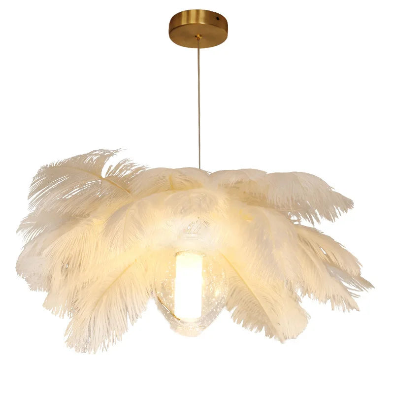 Afralia™ Pendant Lamp Colorful Feathers Chandelier LED Ceiling Light Fixture