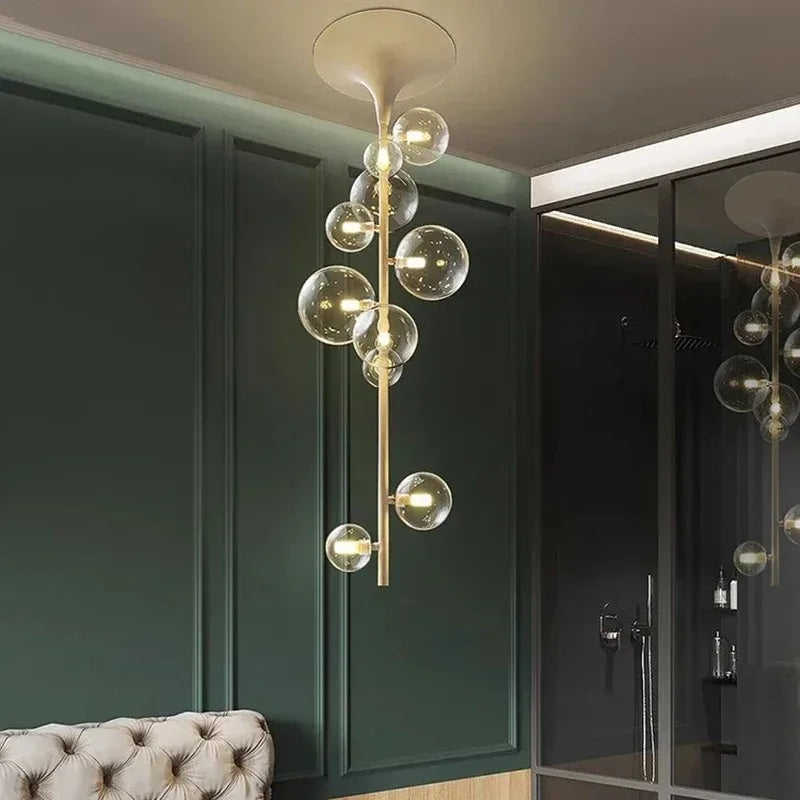 Afralia™ LED Bubble Chandelier Clear Glass Ball Pendant Lamp for Dining Room & Bar