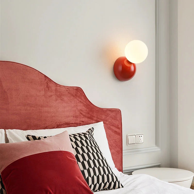 Afralia™ Nordic Style LED Bedside Wall Lamp in Red, White, Black for Living Room, Children's Room