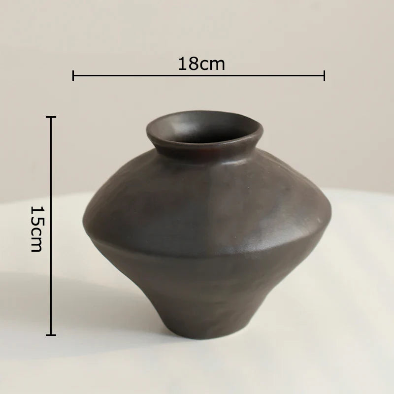 Afralia™ Ceramic Vase: Wabi-sabi Style, Retro Floral Arrangement, Room Decor