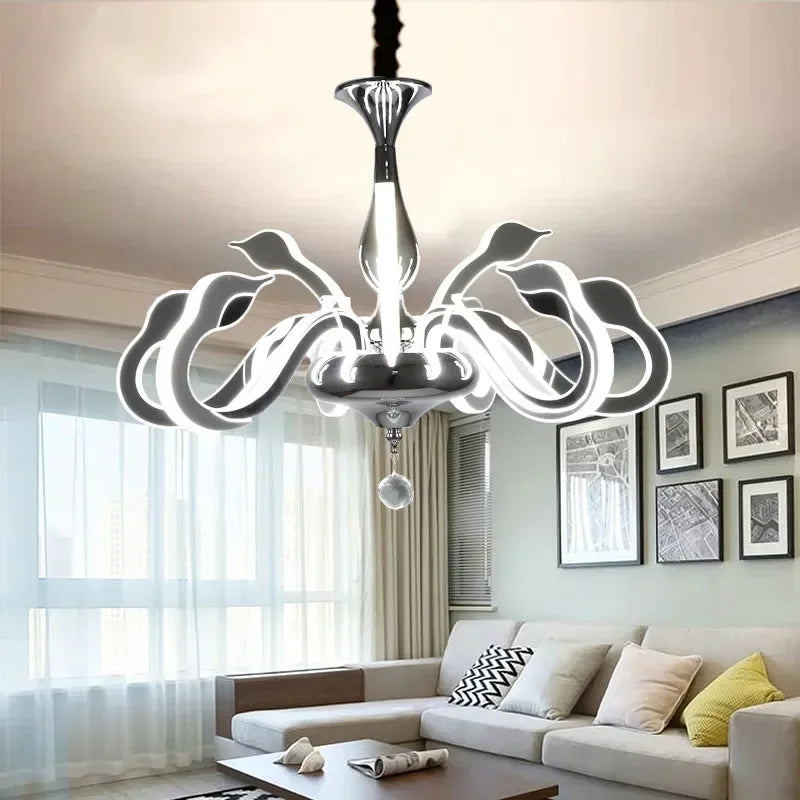 Afralia™ Swan Chandelier: Chic Spider Design, LED Salon Lighting for Bedroom and Living Room