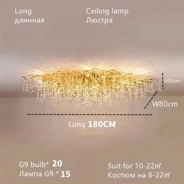 Afralia™ Modern Gold Crystal Chandelier for Bedroom, Dining, Living, Kitchen Lighting